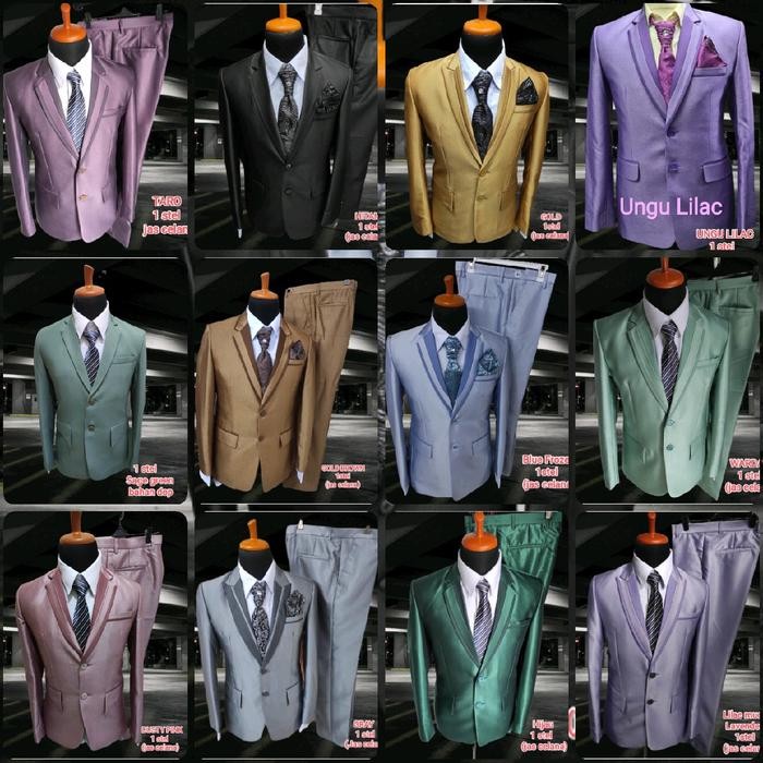 Pilihan- 1 Stel Jas Nikah Manten Wedding Bahan Semi Woll Jas Taro, Jas Hitam, Jas Gold, Lilac,