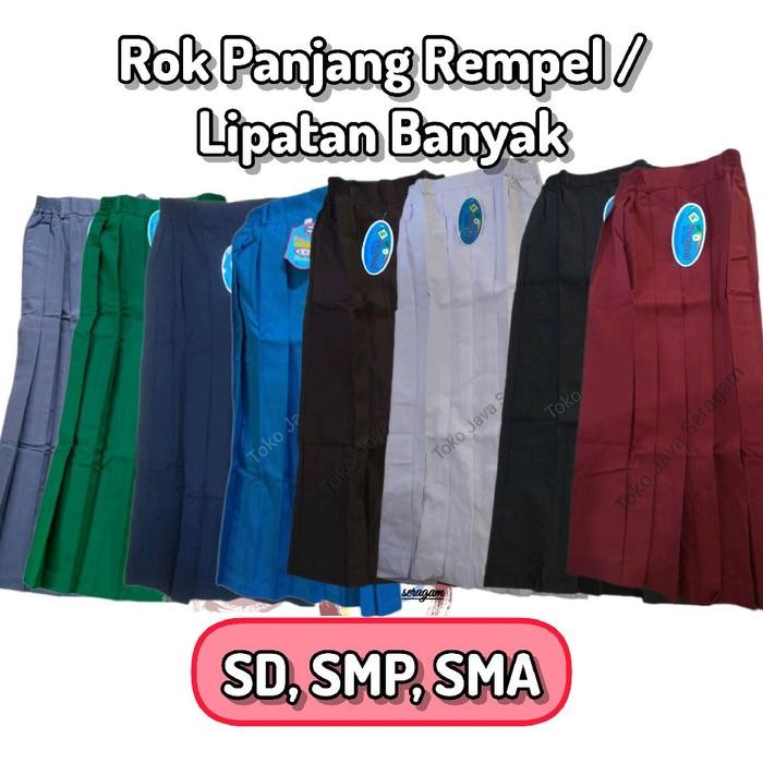 Sale Rok Seragam Sekolah Rempel Lipatan Banyak Sd Smp Sma Panjang Putih Hitam Cokelat Abu Biru