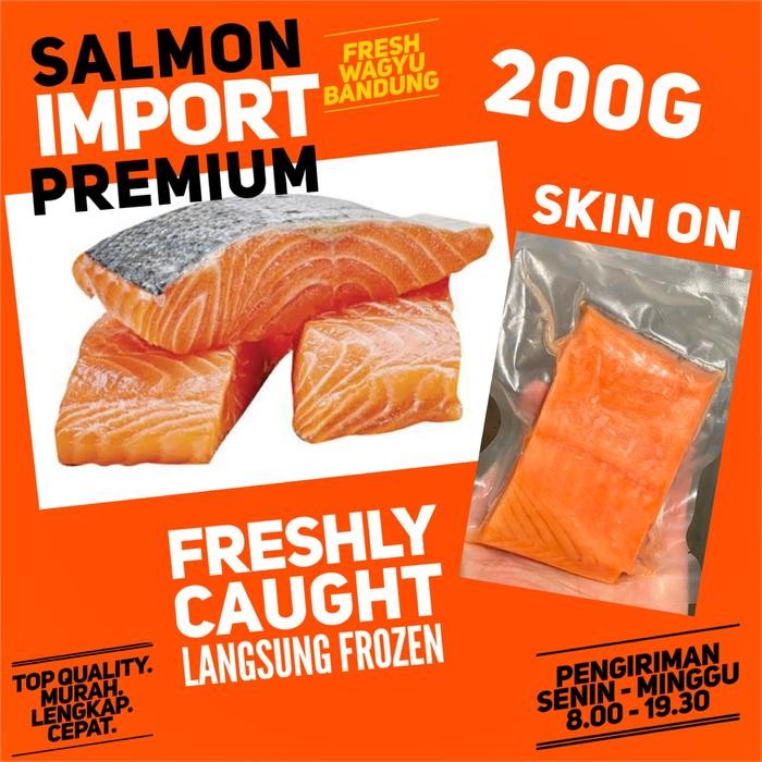

Pilihan- Salmon Impor Premium Fresh Ikan Import Skin On Portion Resto Quality