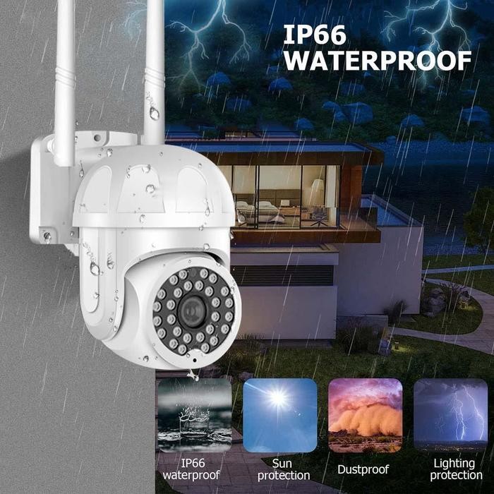 CCTV IP 2 Antena HITAM Kamera Outdoor CCTV Wifi 1080P Waterproof Camera CCTV PTZ Tanpa Kabel Jarak