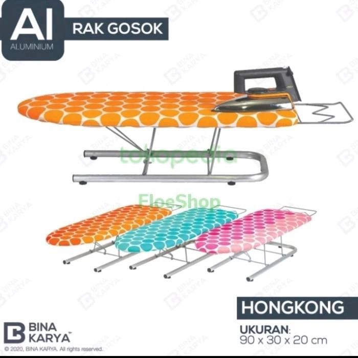 BINA KARYA Meja Setrika Lipat Duduk Lesehan/Rak Gosok Lipat Alumunium
