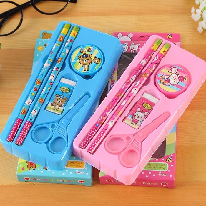 

New Alat Tulis Stationary Sekolah Set Paket Alat Tulis 5 In1 Lengkap Kado Souvenir Import COD Kayu
