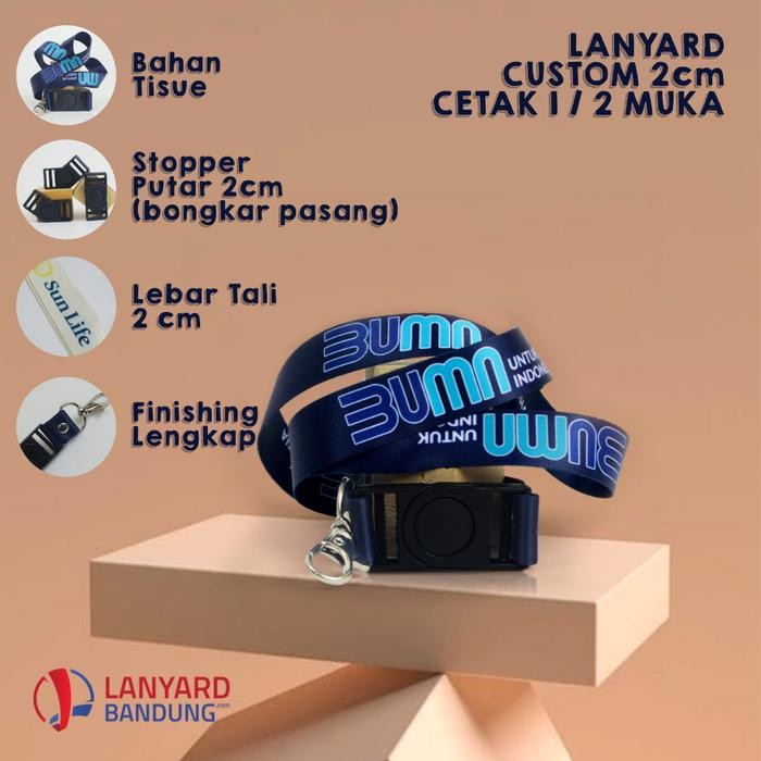 

New lanyard custom print 2cm cetak print sublim 1muka / tali idcard 2 cm p