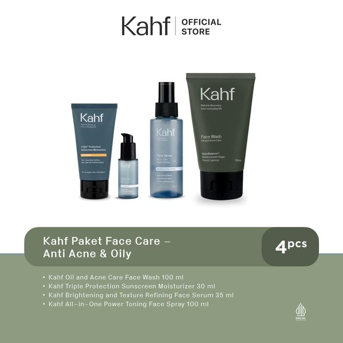 Pilihan- [Exclusive Kahf Affiliator] Kahf Paket Face Care Isi 4Pcs - Face Wash, Sunscreen,