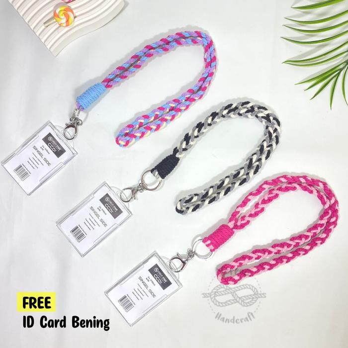 

OJ [FREE ID CARD] Lanyard Macrame Name Tag Id Card Holder Camera HP