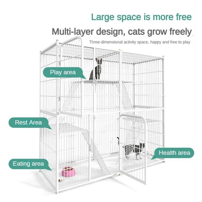 Villa Kandang Kucing / Sangkar Kucing Besar Murah 3 Tingkat 2 Level Cat Cage / Kandang Kucing Besi