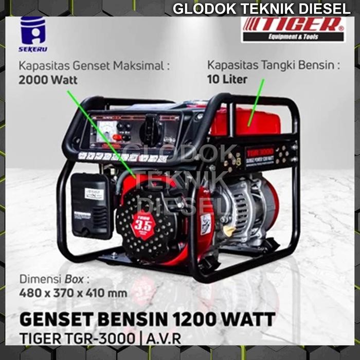 Ready GENSET GENERATOR LISTRIK TYPE 3000 1200 WATT BENSIN PORTABLE