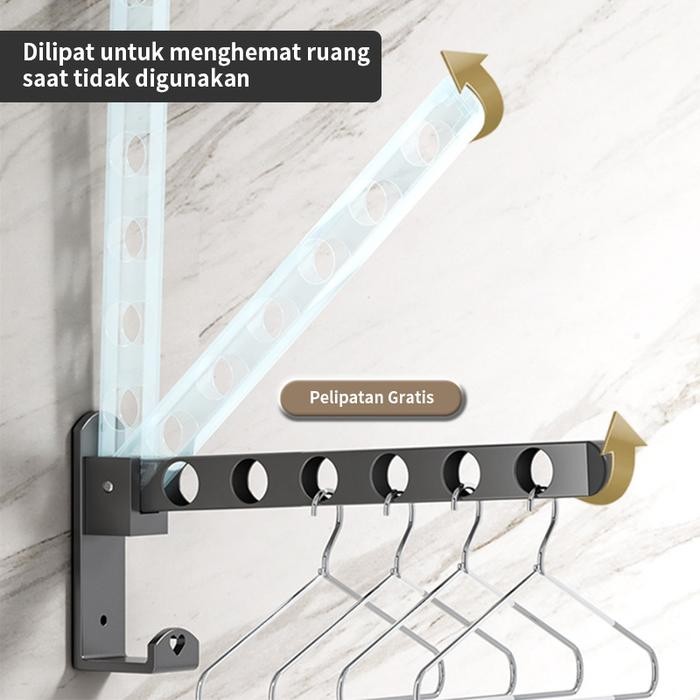 Jemuran Baju Dinding Aluminium Minimalis Jemuran Lipat Gantung Paduan Pasti Diskon