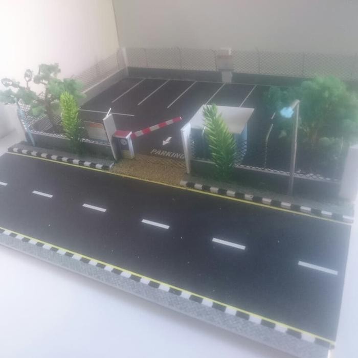 OJ diorama parkir plus lampu jalan dan lampu parkir