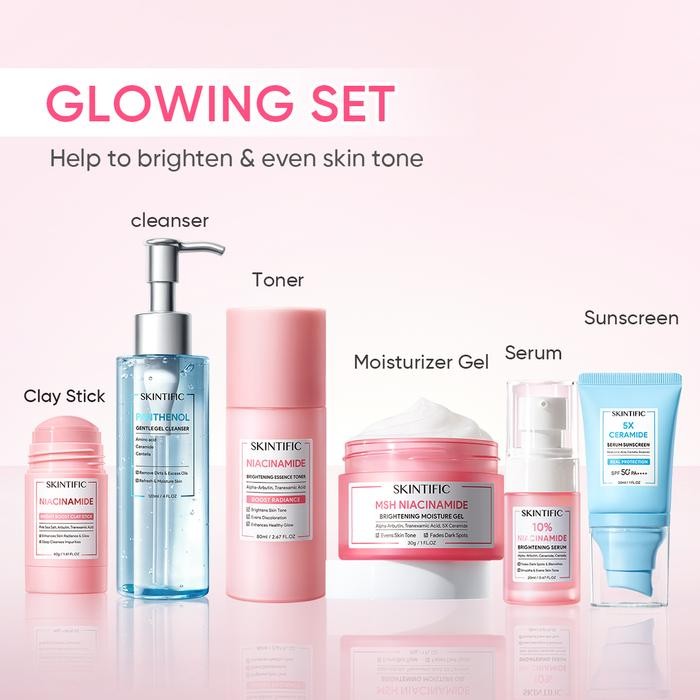SKINTIFIC MSH Niacinamide Skincare 6pcs Set glowing