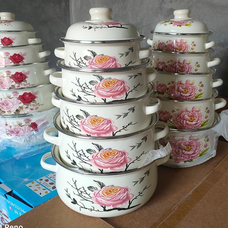 5 Pots Casserole Porcelain Enameled Cooking Pots Set Cookware Set Kitchen Appliances