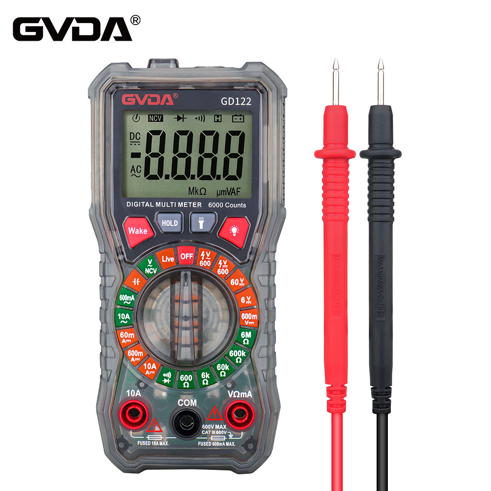 Terbaik GVDA Digital Multimeter with Backlight Display Resistance Meter AC DC Voltage Tester Profess