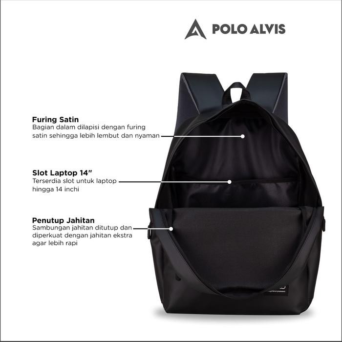 Sedia POLO ALVIS - Urban Lagos Tas Ransel Wateroof Pria Keren Muat Laptop 14 in Simple Polos