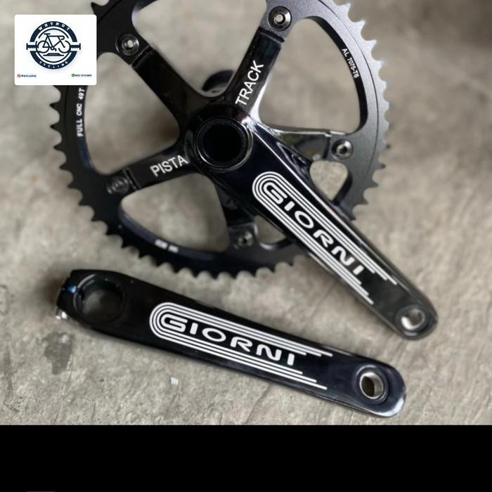 CRANKSET SEPEDA FIXIE CRANK GIORNI PISTA TRACK HT2 HOLLOWTECH 49T SINGLE SPEED ALLOY ORIGINAL
