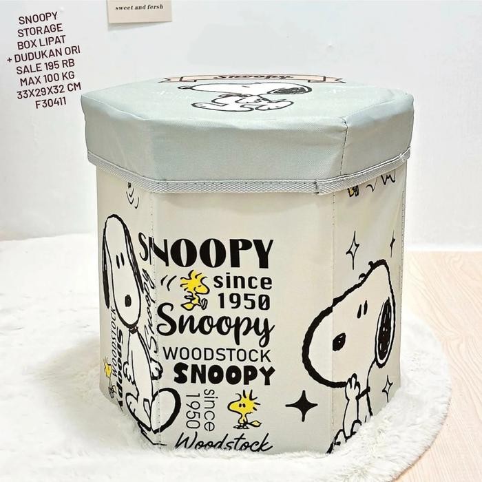 Snoopy Peanut Storage Box Lipat + Dudukan Ori Japan