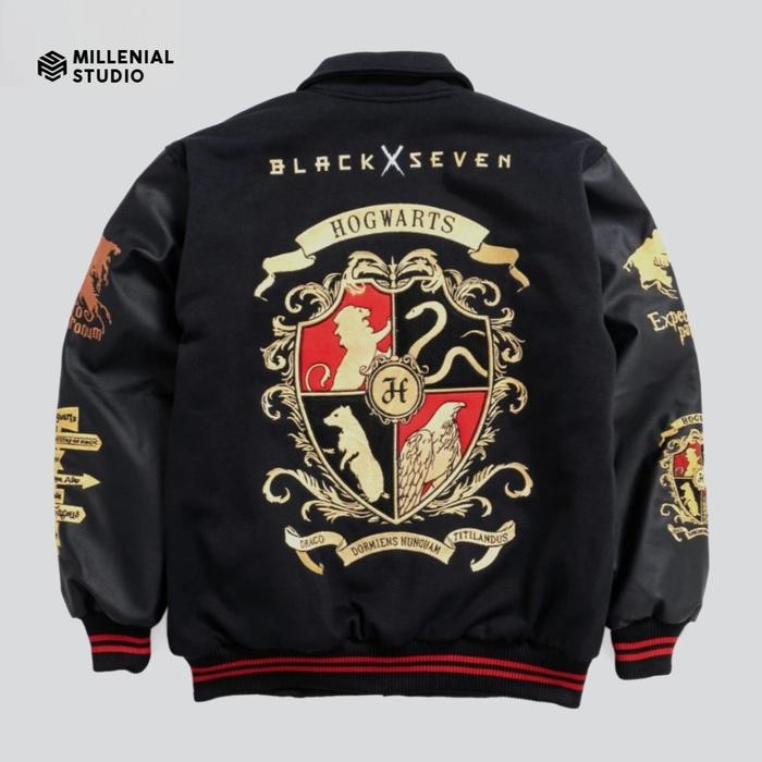 Varsity Jacket Hogwarts Legacy V2 Harry Potter Hitam Gold Jaket Baseball Bordir Original Unisex