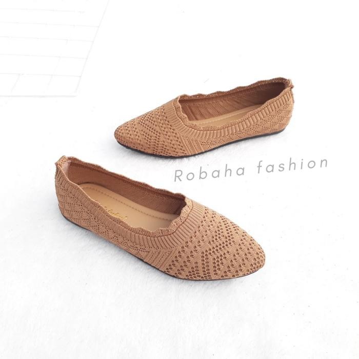 Donatello - Sepatu Kerja Wanita Flat Shoes Rajut Import/Sandal Balet Pesta Terbaru
