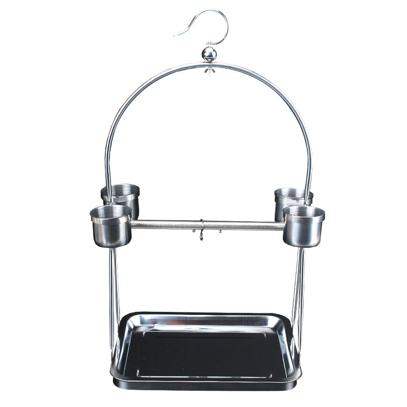 Large Hanging Bird Cage Cake Stand Stand For Parrot Bird Stainless Steel Parrots Bird Pole Toy Tray 