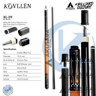Konllen KL-09F 12.5mm Carbon Fiber Cue Stick Billiard - Soft Case