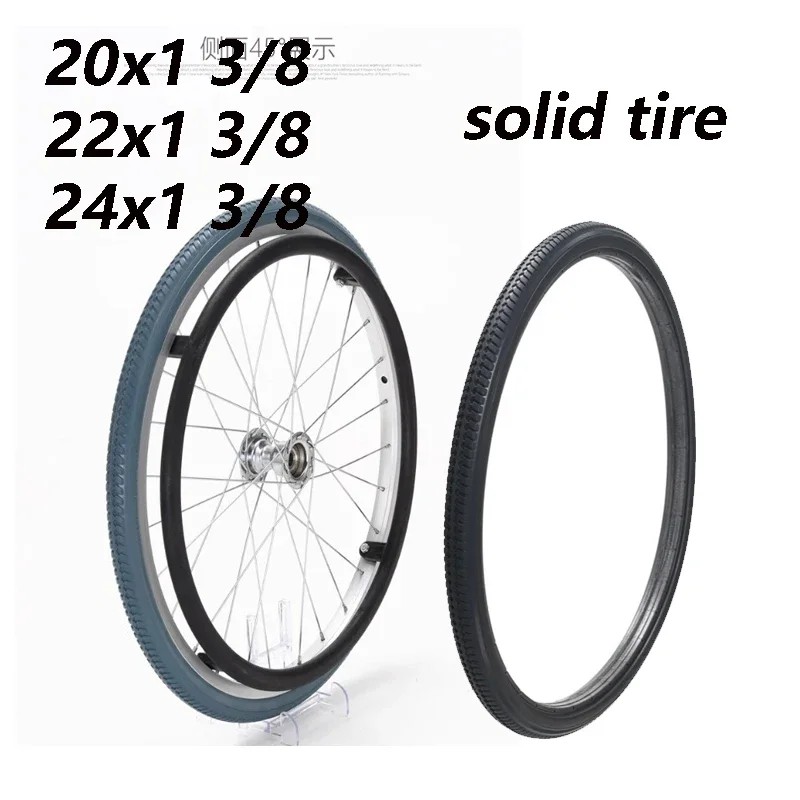 22/24 Inch Solid Tire22/ 24X1 3/8   Inflatable-Free Wheel Tire Solid Tire for Manual Wheelchair Rear