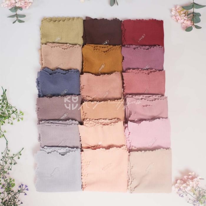 Top Koyu Hijab Segiempat Plain Potton Cendana