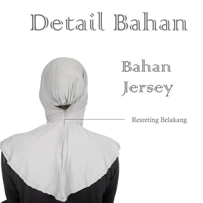 d6fs- Ciput Inner Hijab Antem Jersey Resleting Panjang Bahu Antipusing Kerudung Dalaman