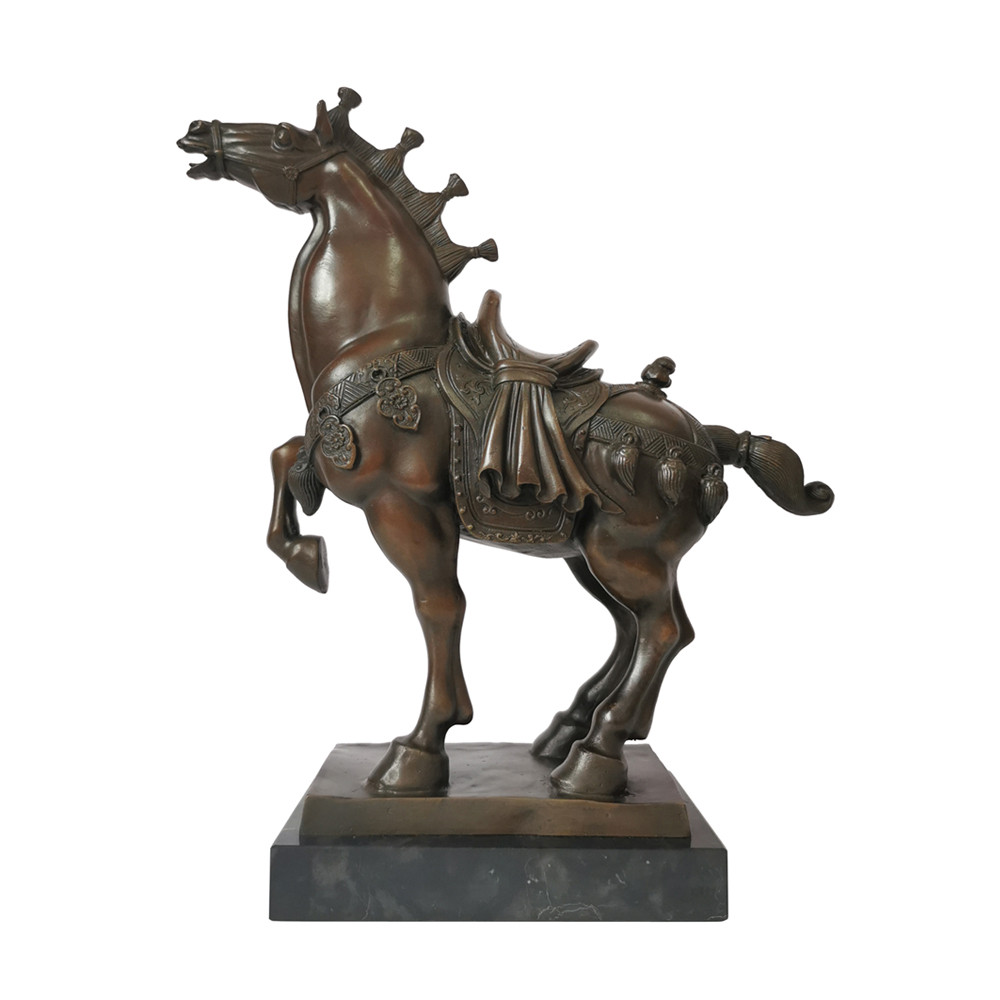 Bronze Chinese War Horse Statue Figurine Animal Sculpture Art Office Home Decoration Ornament