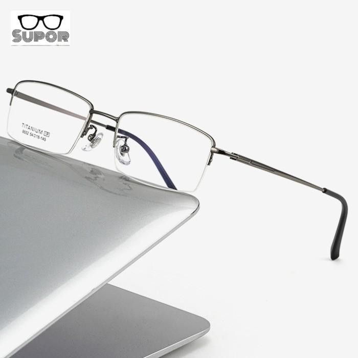 Promo Hf14 Xl Frame Kacamata Titanium Kaca Mata Half Frame Pria Executivel Profesional Bisnis Ringan