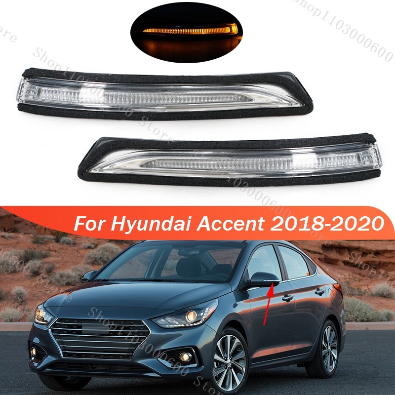For Hyundai Accent 2018 2019 2020 LED Rearview Side Mirror Turn