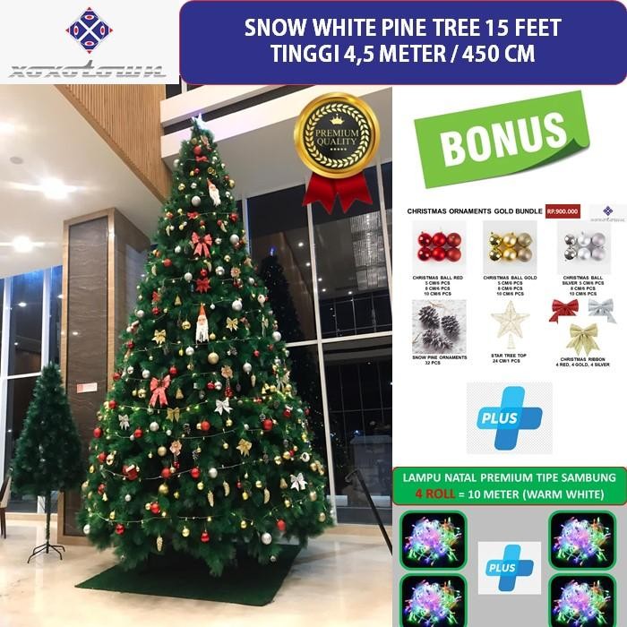 Pohon Natal Besar 4,5 Meter 15 Feet Bonus Hiasan dan Lampu-Tipe Pine