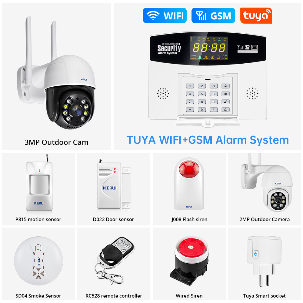 Fuers Tuya Wifi Gsm Home Security Alarm System Smart Home Wifi Home Alarm System Motion Sensor Smart