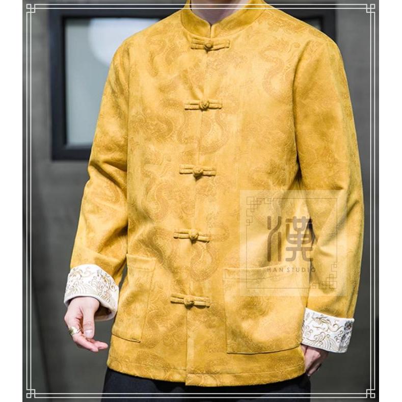 Cheongsam Pria Baju Imlek Sangjit Chinese China Gold Dragon Hs240102 Diskon Sell
