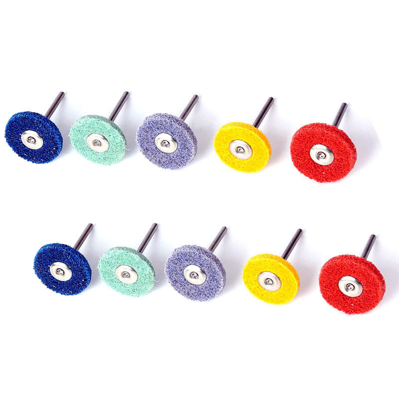 6pcs Mini Brush Abrasive Wheel Nylon Fiber Grinding Sanding Head +1pcs 3mm Shank Buffing Polishing