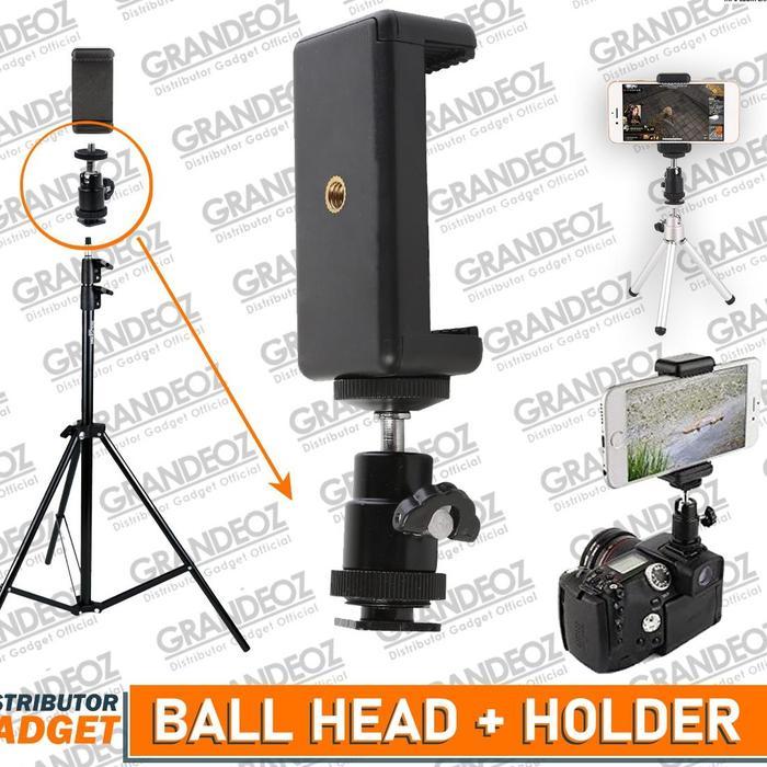 BALL HEAD HOTSHOE HOLDER QM3621 ROTASI 1/4 TRIPOD KAMERA HOT SHOE BAUT QUICK RELEASE 360 BALLHEAD