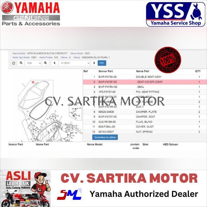 COVER, SEAT / SARUNG JOK / AEROX ALPHA / BWP-F470F-00 OK.