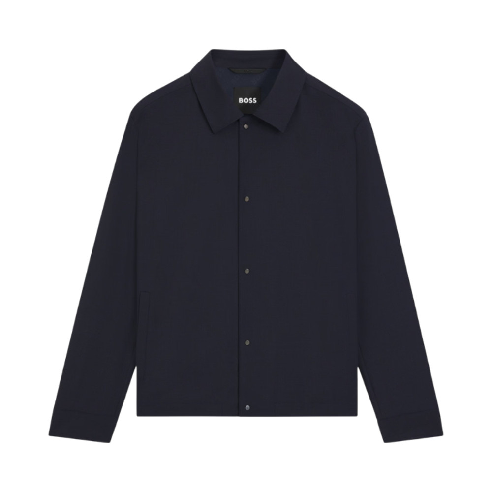 P Carper Coach Relaxed-fit Overshirt In Stretch Wool Blend Dark Blue
