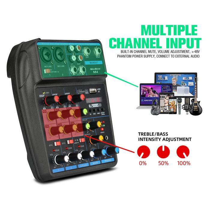 Premium New Baxs M4/M4G Audio Mixer Suara Kecil 4 Channel Mixer Audio Murah Meriah Bekas Saluran