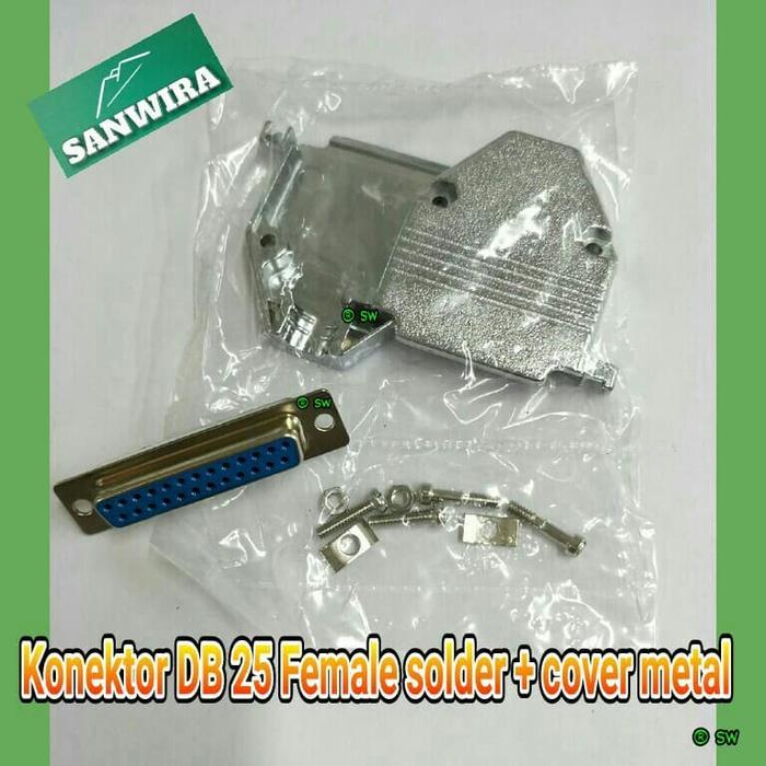 KONEKTOR DB 25 PIN FEMALE SOLDER + COVER METAL / DB25 FEMALE