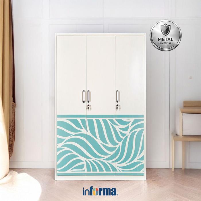 Informa Bloom Lemari Pakaian - Putih/Biru Lemari Baju Almari Baju Lemari Kamar Lemari Minimalis Ward