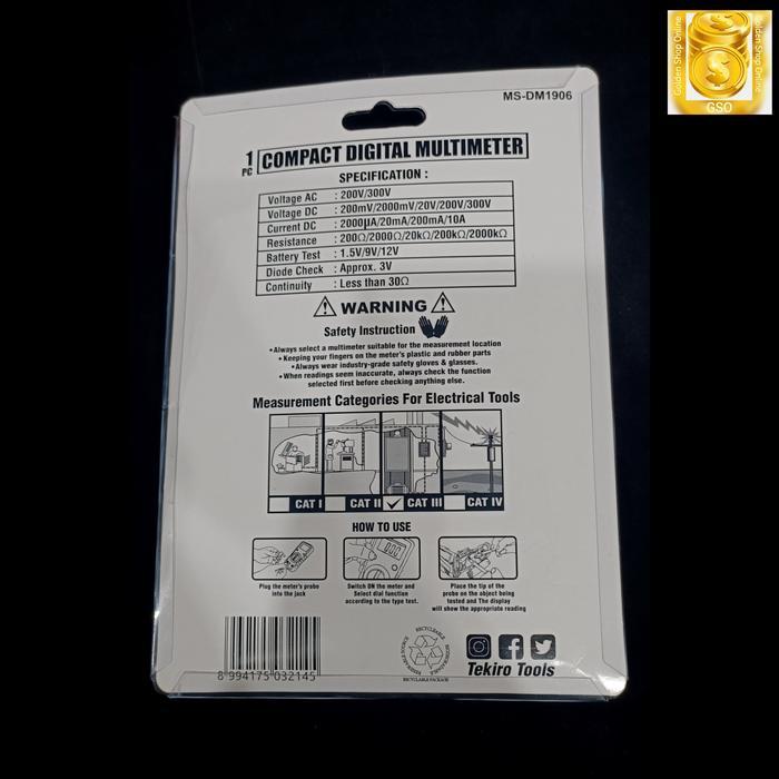TEKIRO Compact Digital Multimeter - Avometer Tekiro (MS-DM1906)