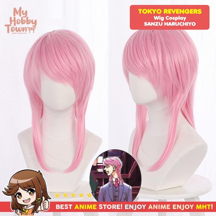 W Cosplay Anime Tokyo Revengers : Sanzu Haruchiyo nten Pink - Rambut Palsu