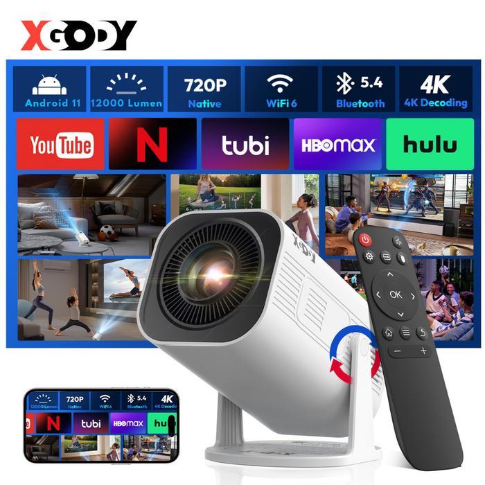 Premium Xgody Gimbal 3 Pro Smart Proyektor Lcd Android 11 - 720P - Auto Keystone - Netflix - Youtube