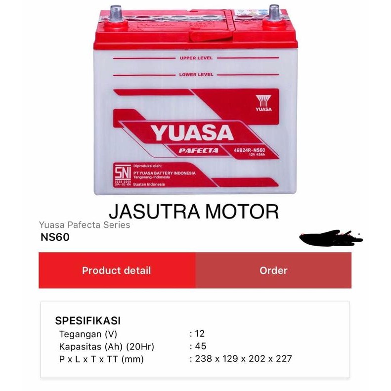 AKI MOBIL YUASA NS60 / 46B24R 12V 45AH -00578
