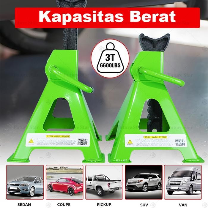 Dongkrak Jack Stand/Lift Scissor Jack Penahan Tahanan Dongkrak Penyangga Mobil 3 Ton 2Pcs Set /
