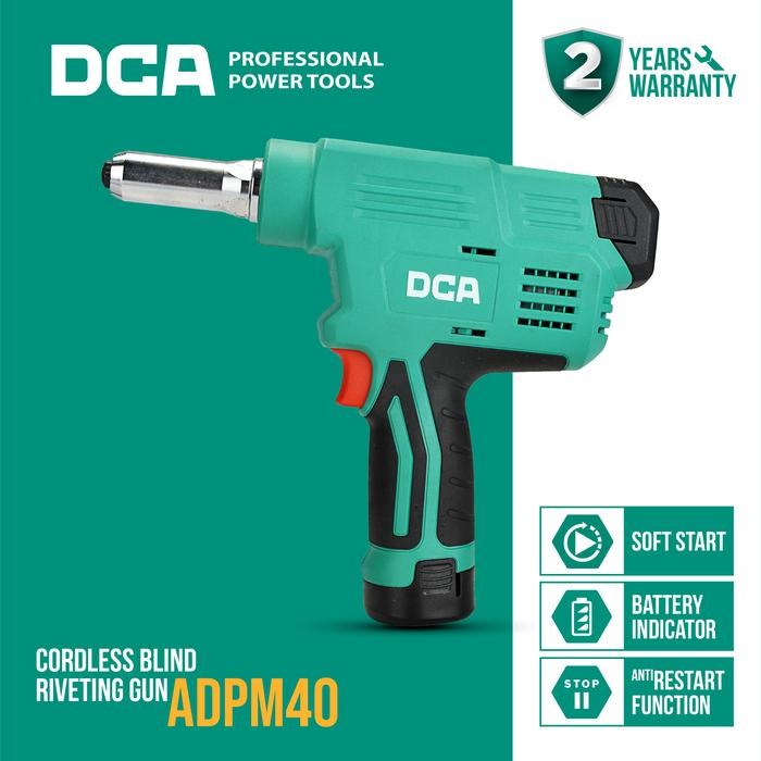 DCA CORDLESS BLIND RIVETING GUN / MESIN RIVET BATERAI 12VOLT ADPM40