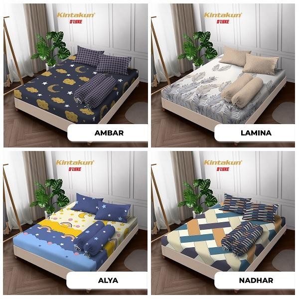 Kintakun Sprei D'luxe Queen Size Juni Edition Uk.160x200 cm Sarung Bantal Guling
