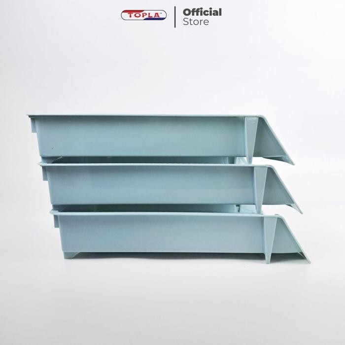

ELEVATED TRAY RAK SUSUN KERTAS MEJA KANTOR TOPLA UKURAN FOLIO F4 WARNA PASTEL BIRU HIJAU PINK UNGU