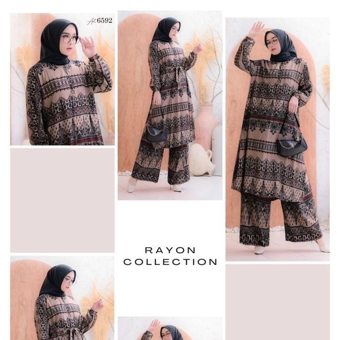 ASLI Long Tunik Setelan Celana Kulot Panjang Muslim Set Jumbo 3XL Batik Big READY STOCK