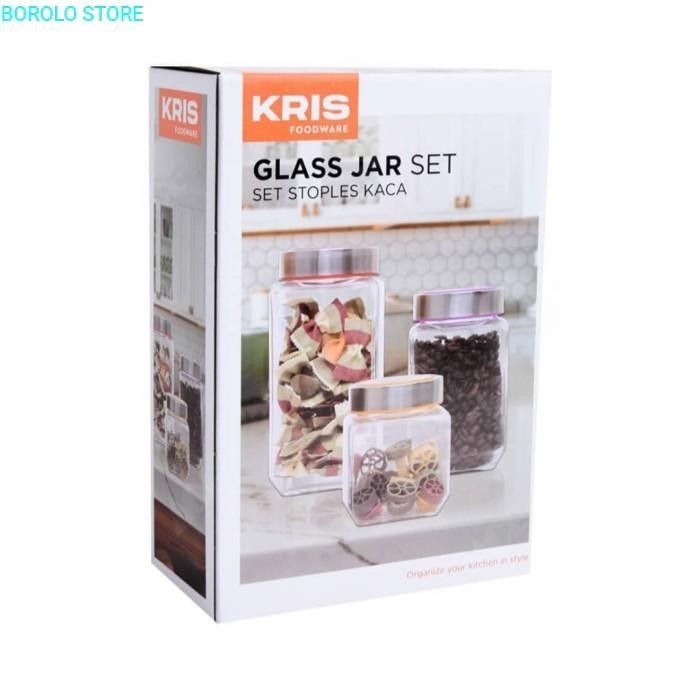 KRISHOME SET 3 PCS TOPLES KACA TUTUP BERWARNA