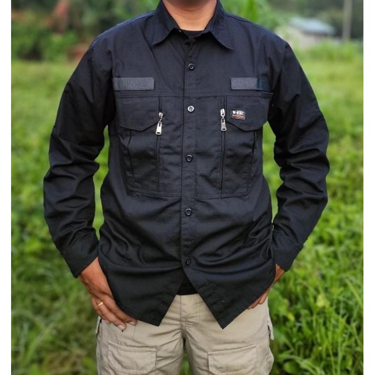 (Bisa Custom Bordir) baju Kemeja Taktikal Lengan Panjang W-TAC Ribstop